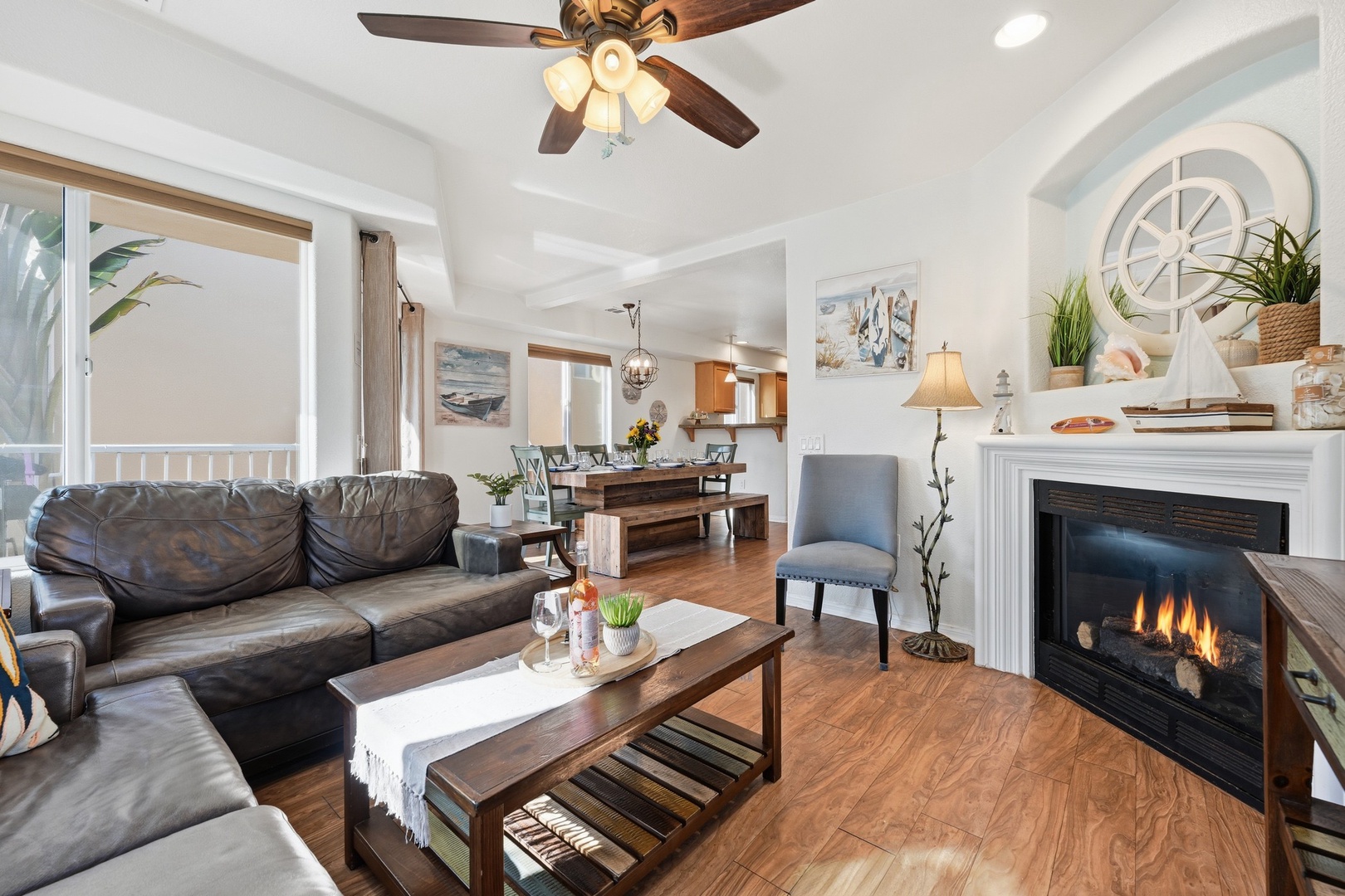 Living area with fireplace