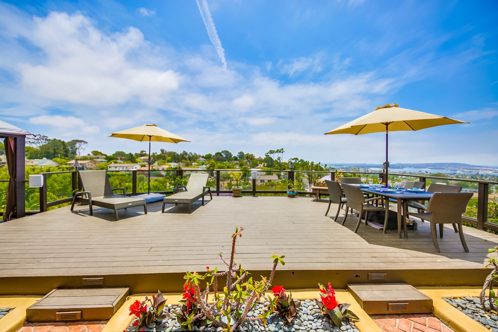 Outdoor deck with ocean views