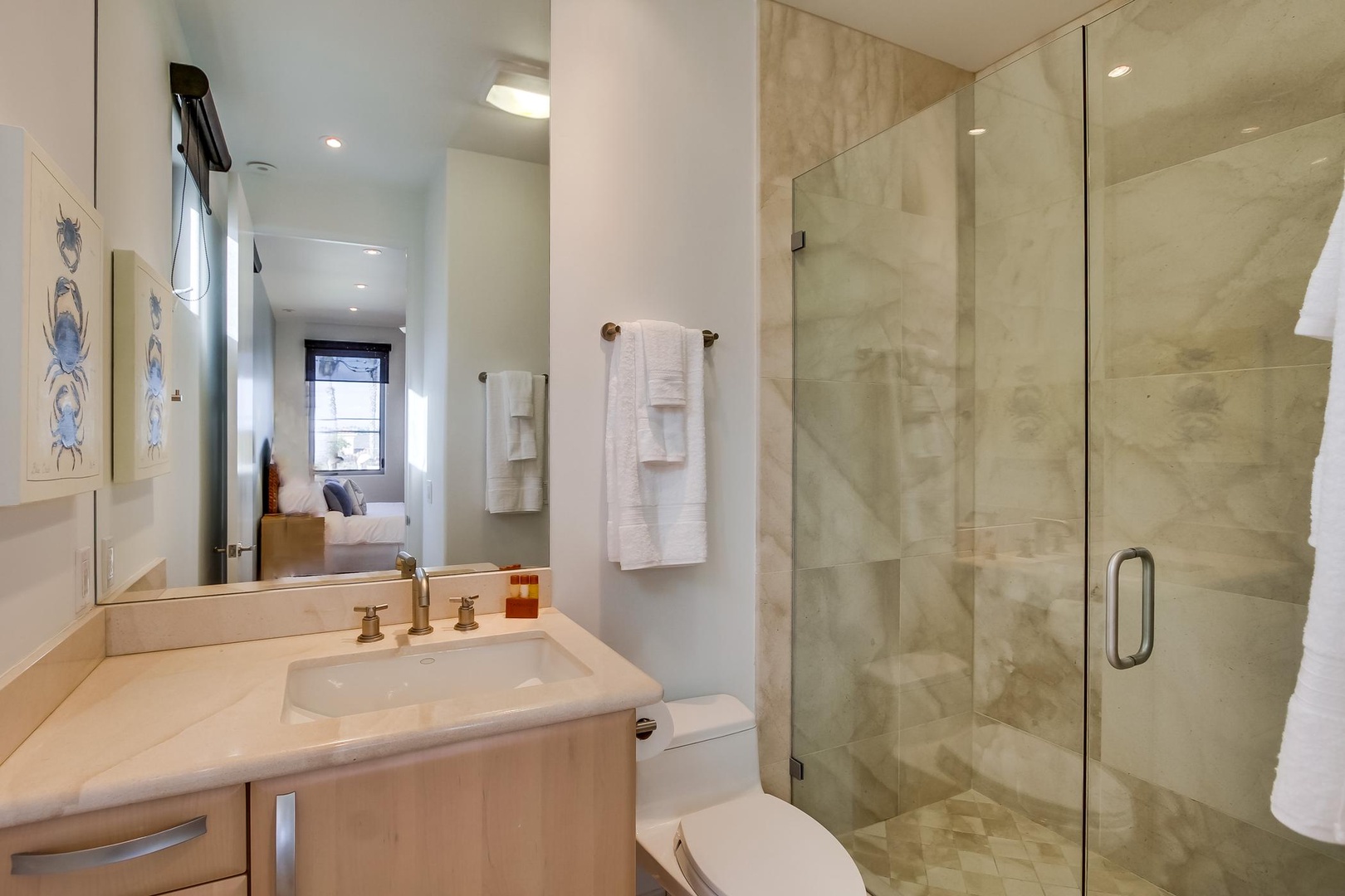 En-suite bath with shower