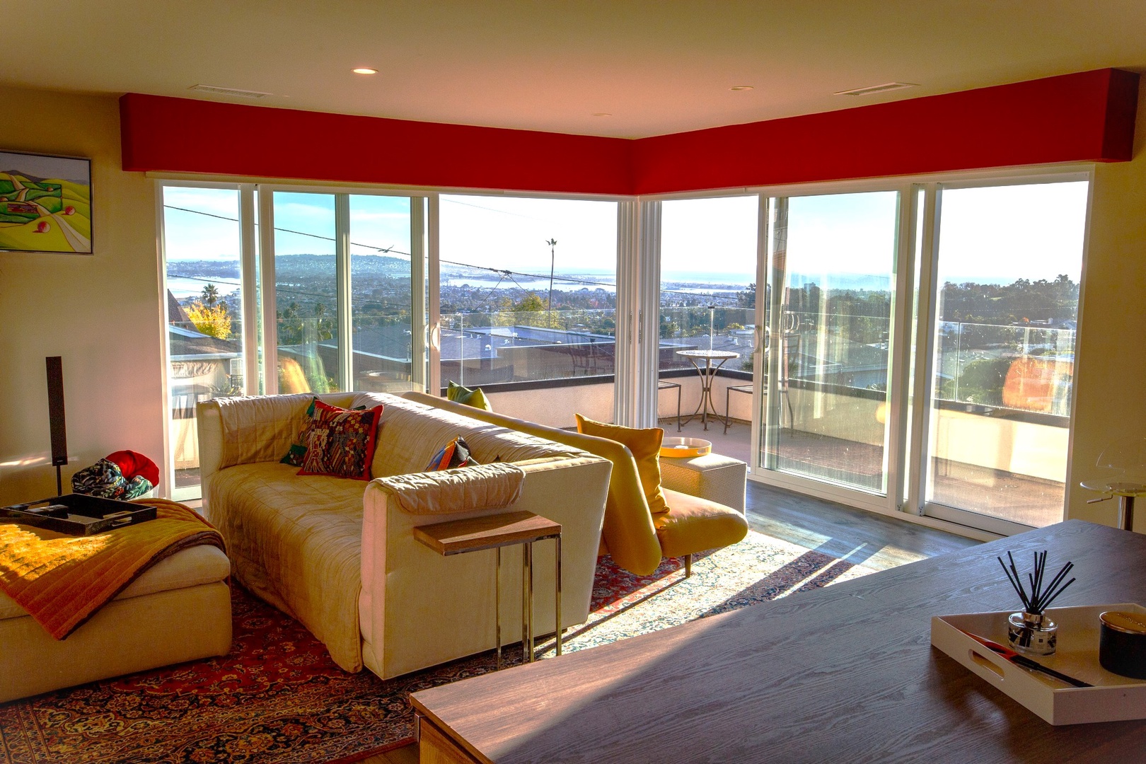 Upstairs view lounge and balcony
