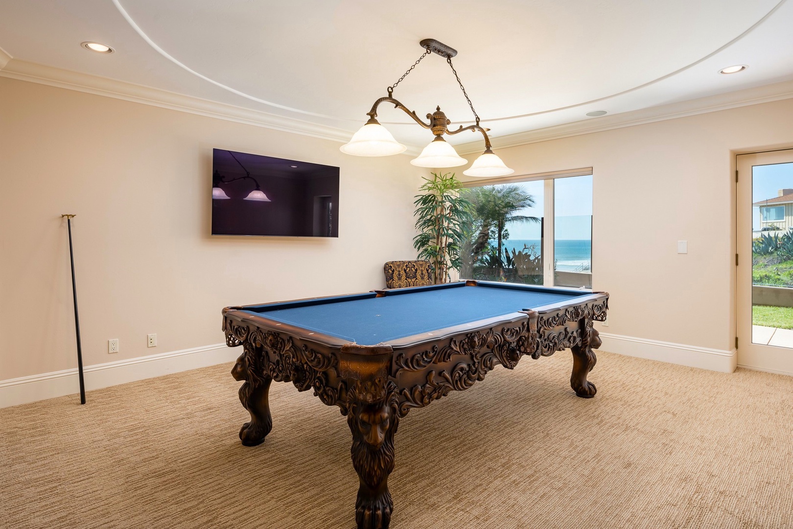 Pool table room with ocean views