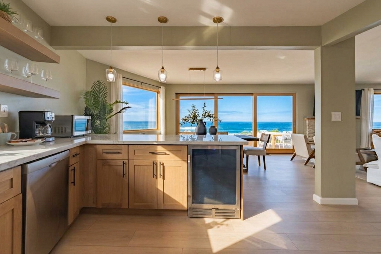 Stunning ocean views from the kitchen
