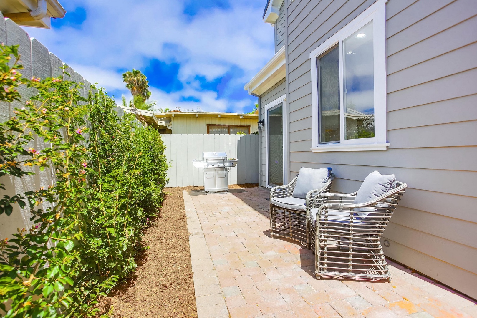 Outdoor patio with seating