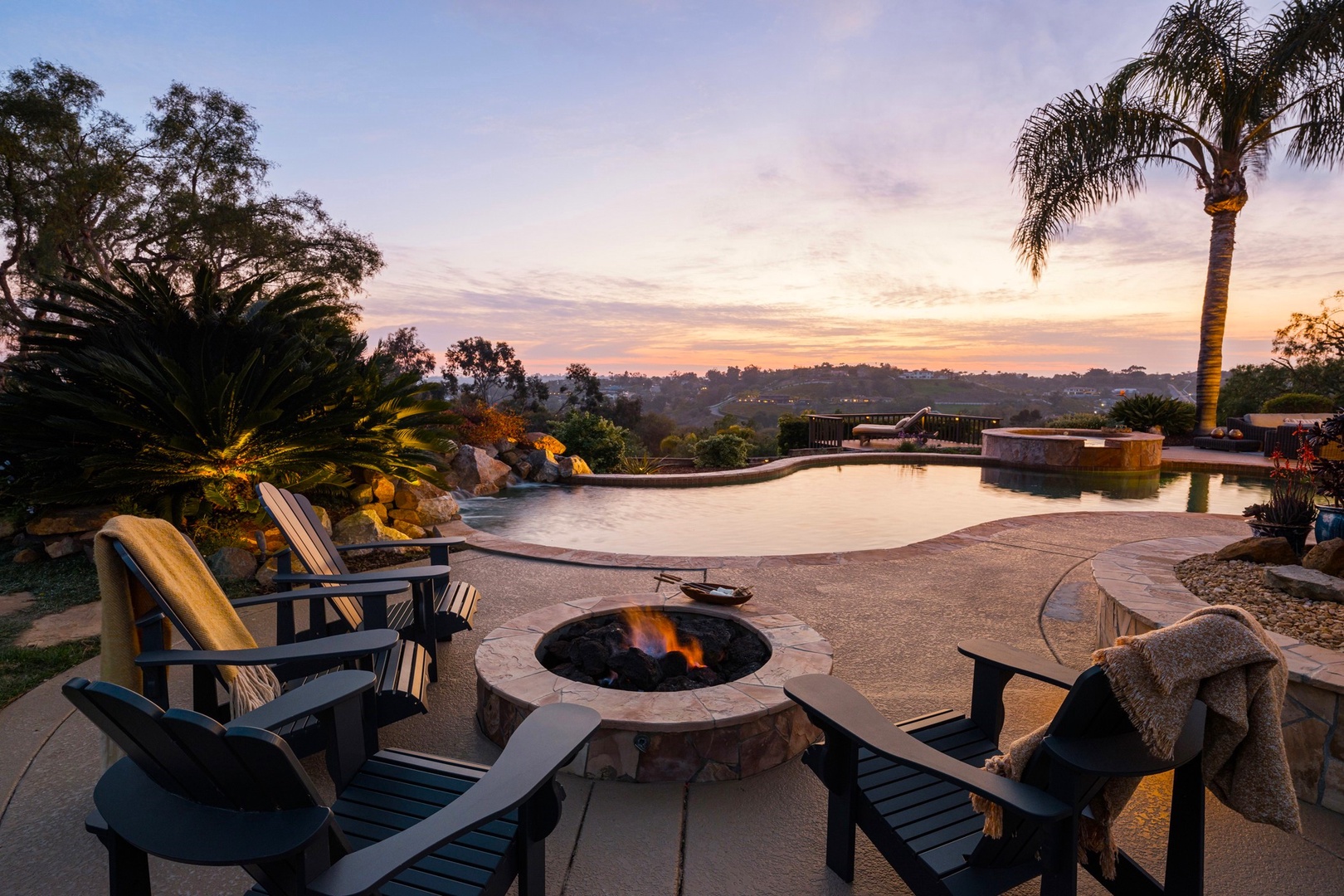 Poolside gas fire pit