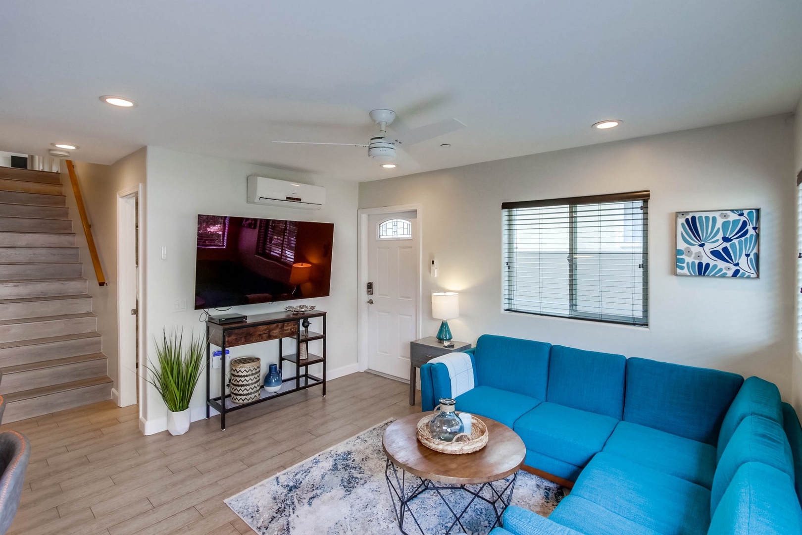 Living area with large flat-screen TV