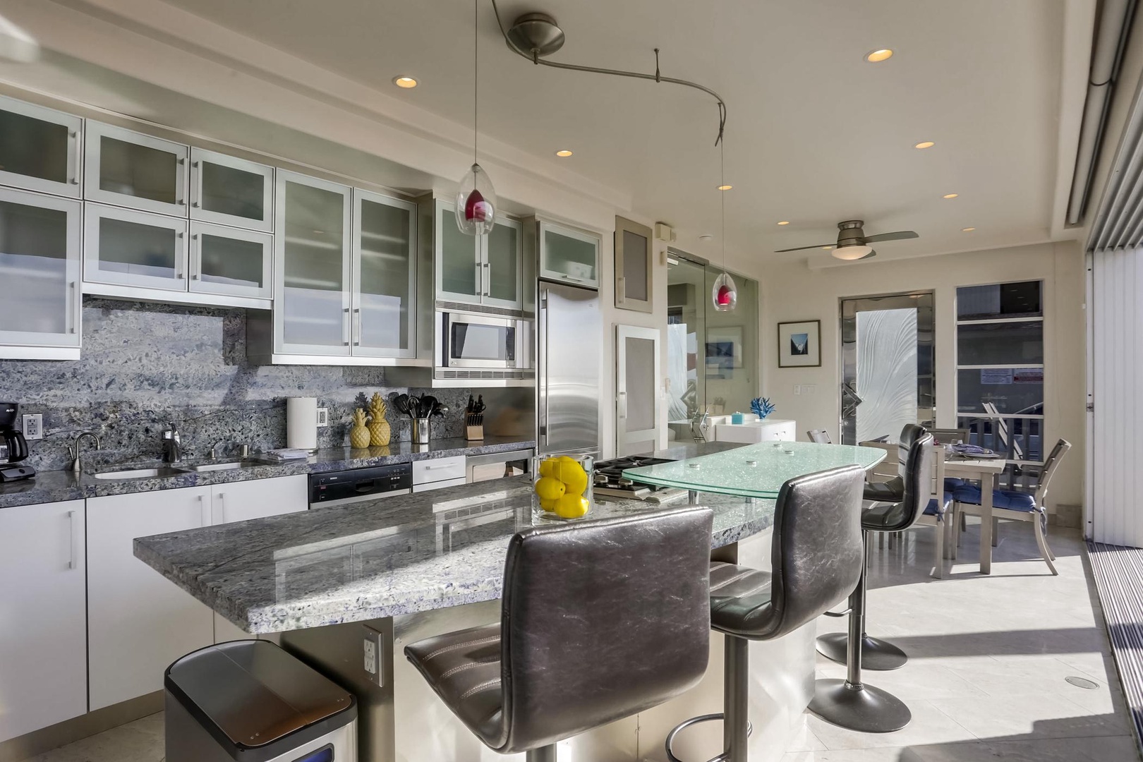 Kitchen island with seating for three