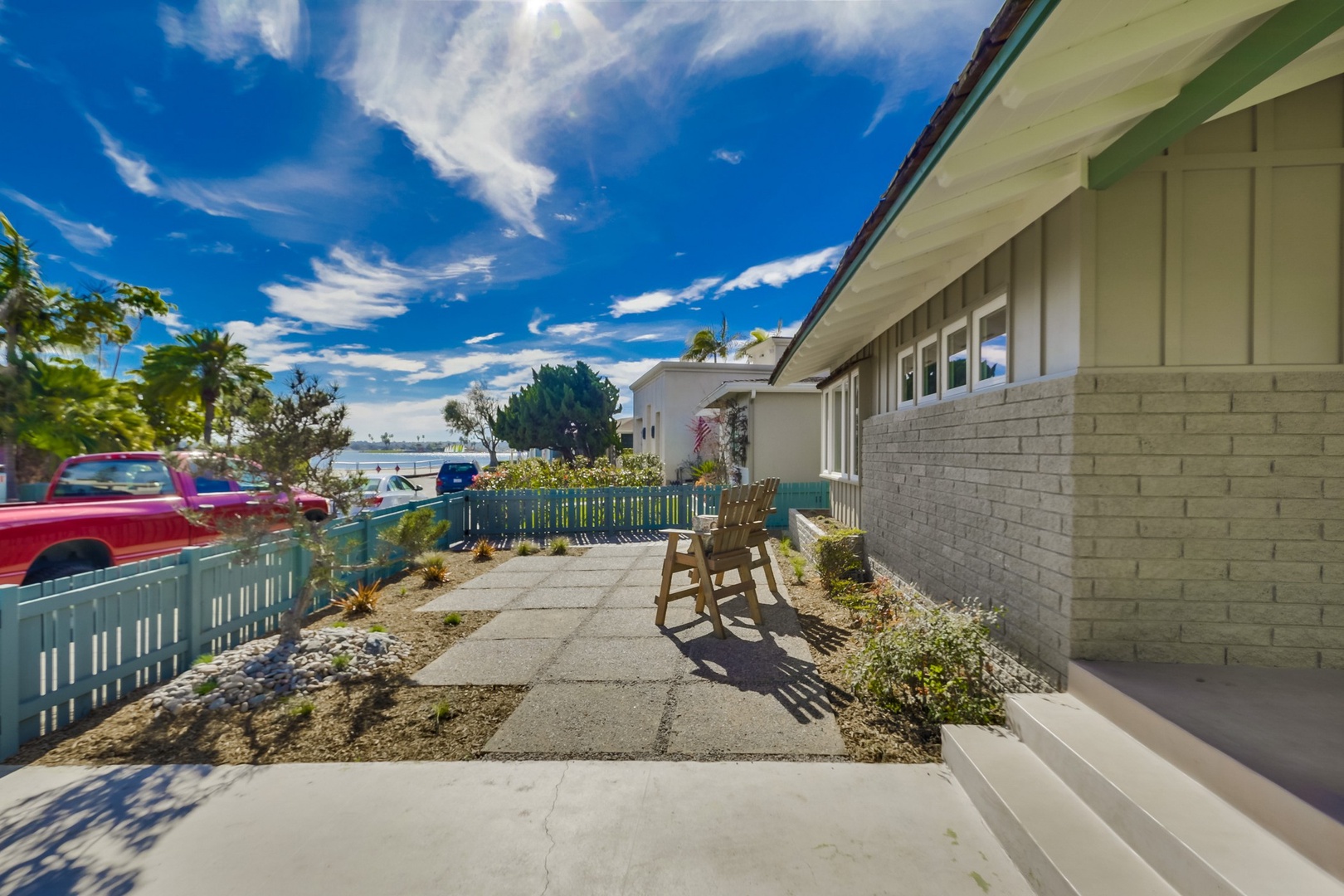 Front yard with water views