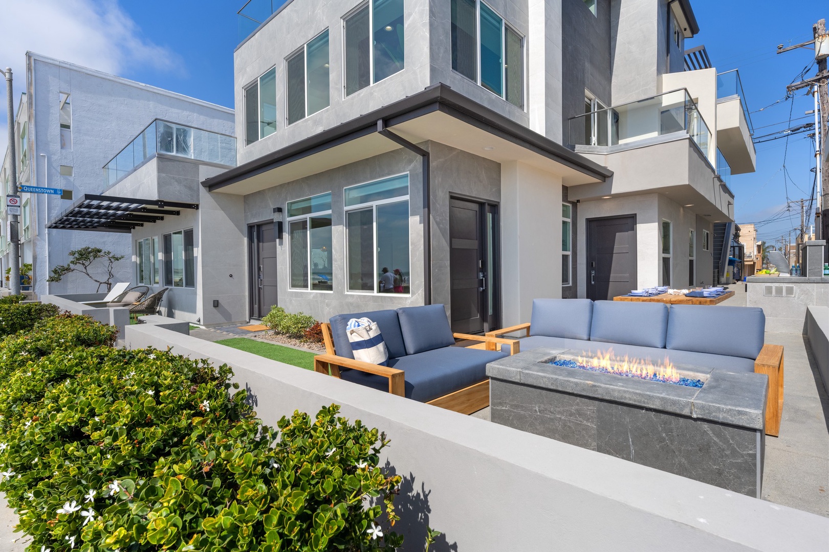 Beachfront fire pit and lounge