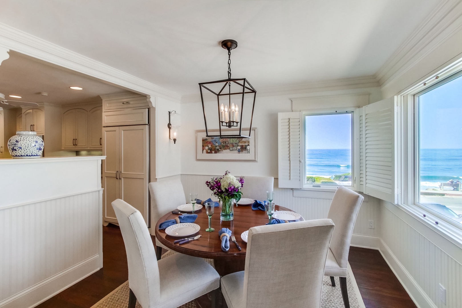 Dining area leads to kitchen