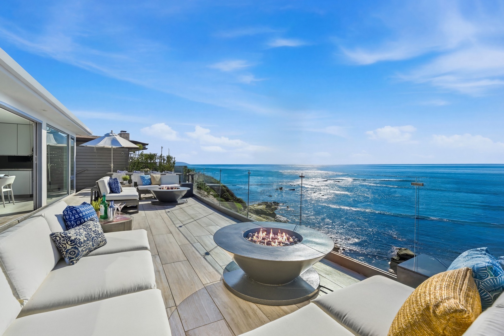 Expansive oceanfront terrace