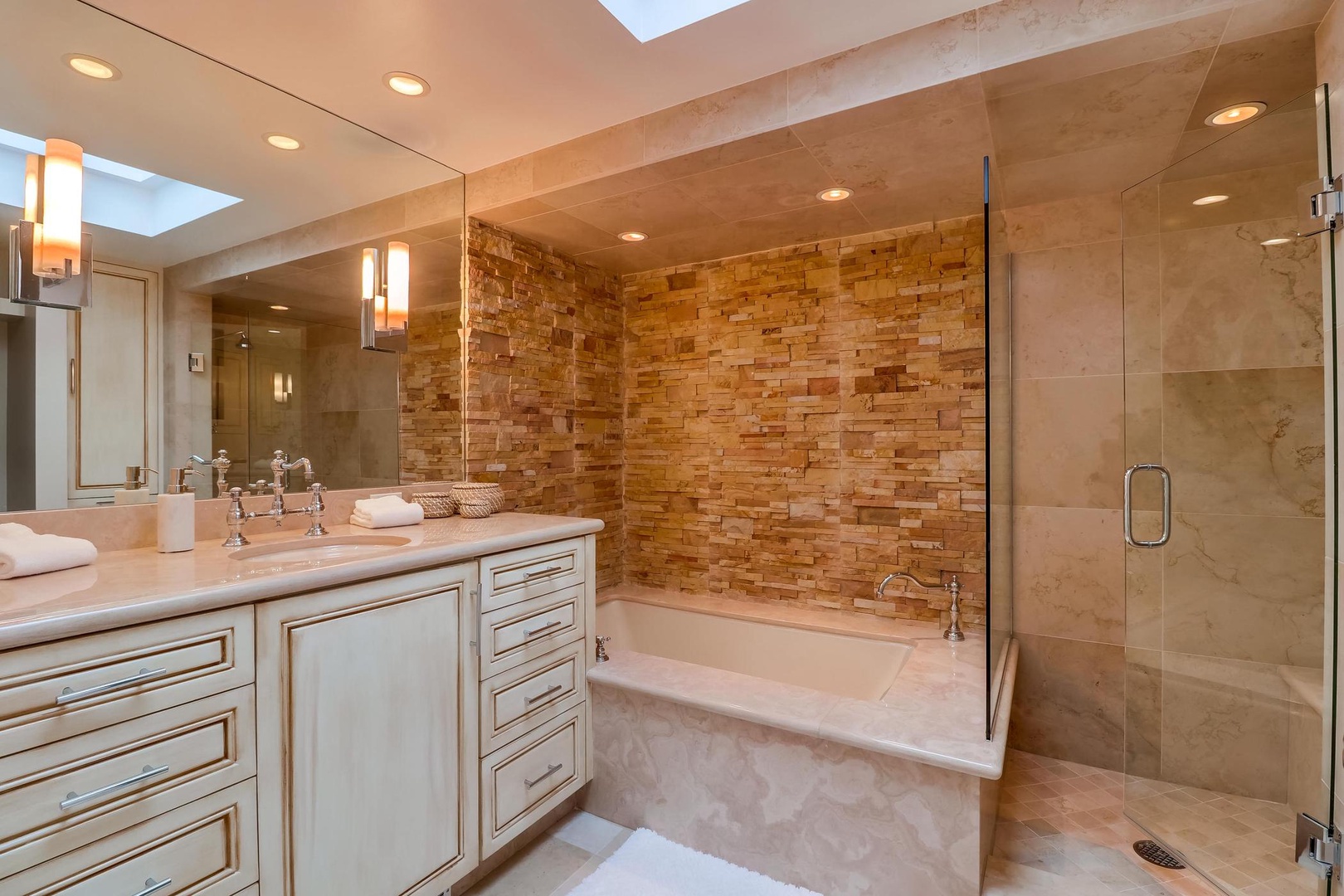 En suite bath with tub & shower