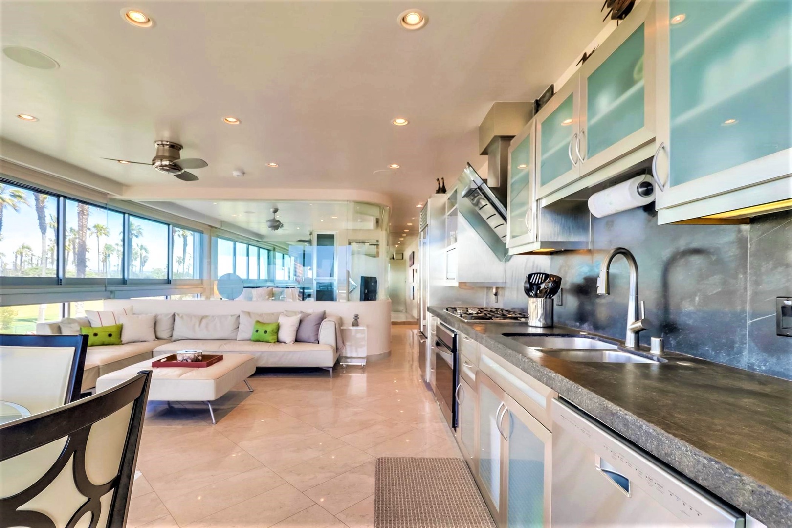 Kitchen towards hallway to bedrooms