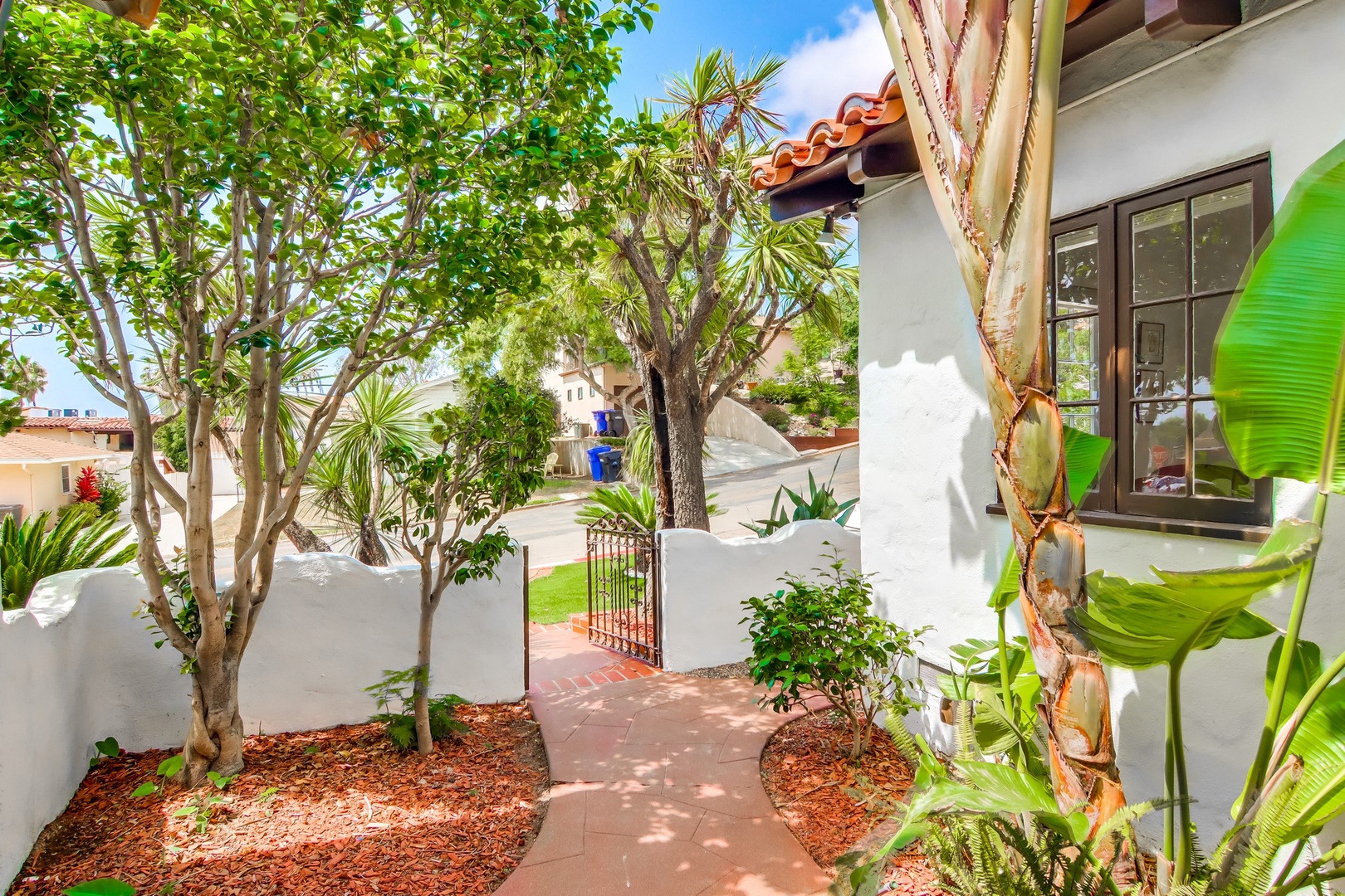 Front gated courtyard