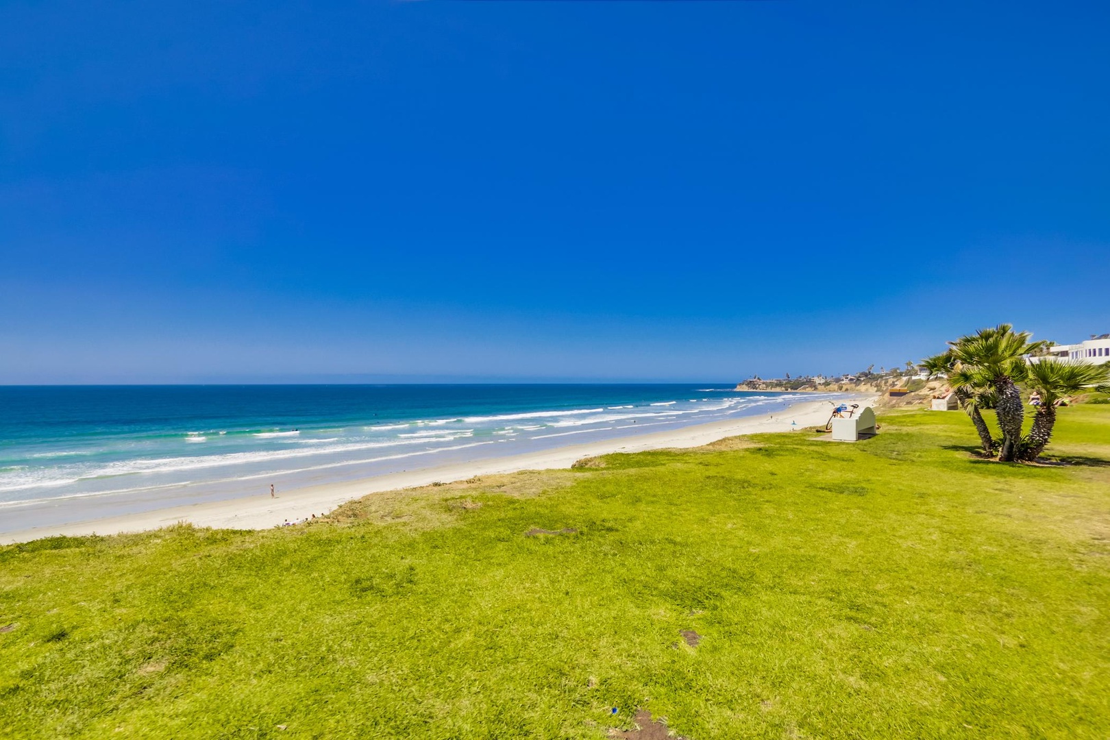 Grassy cliff area above the beach