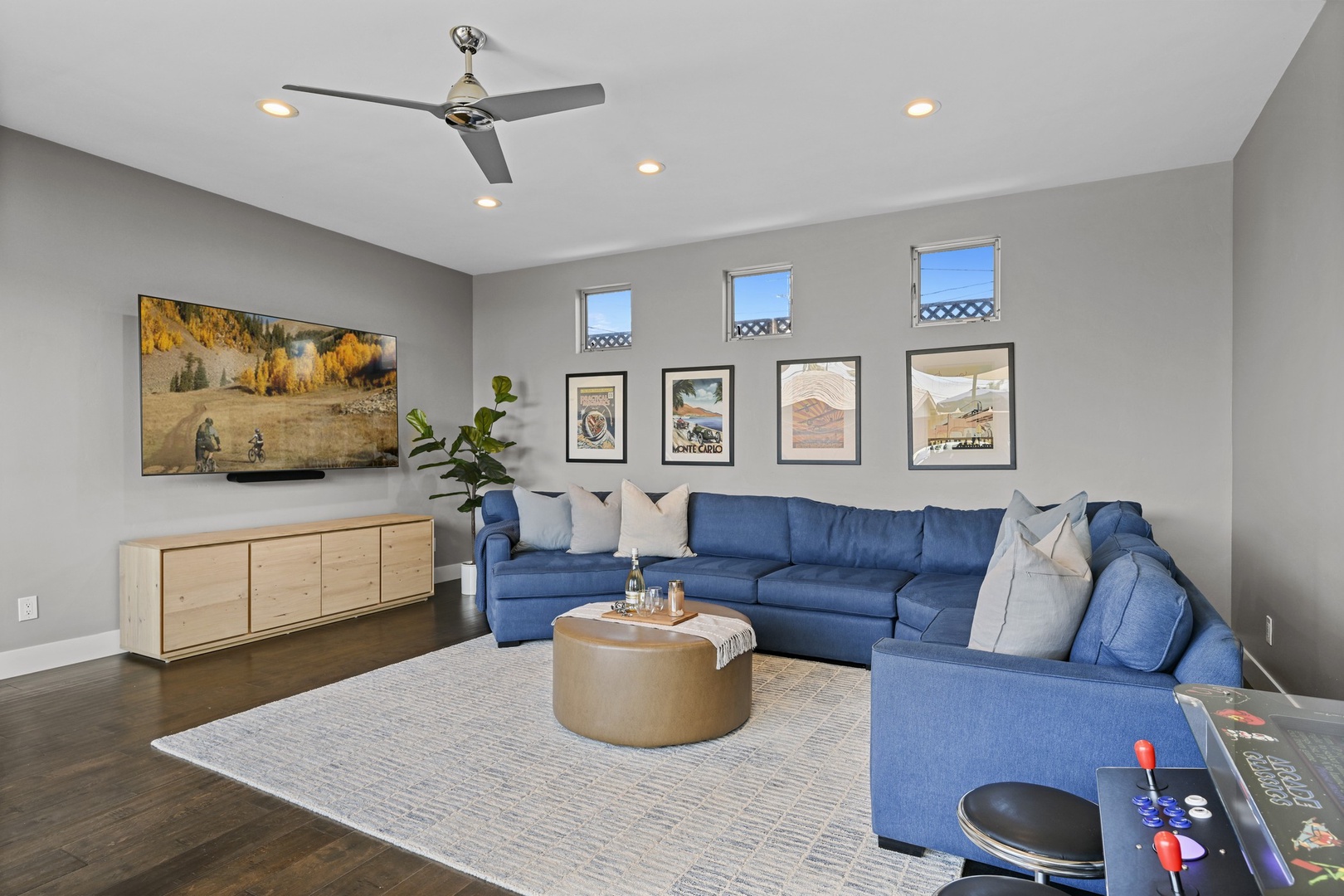 Family room with large screen TV