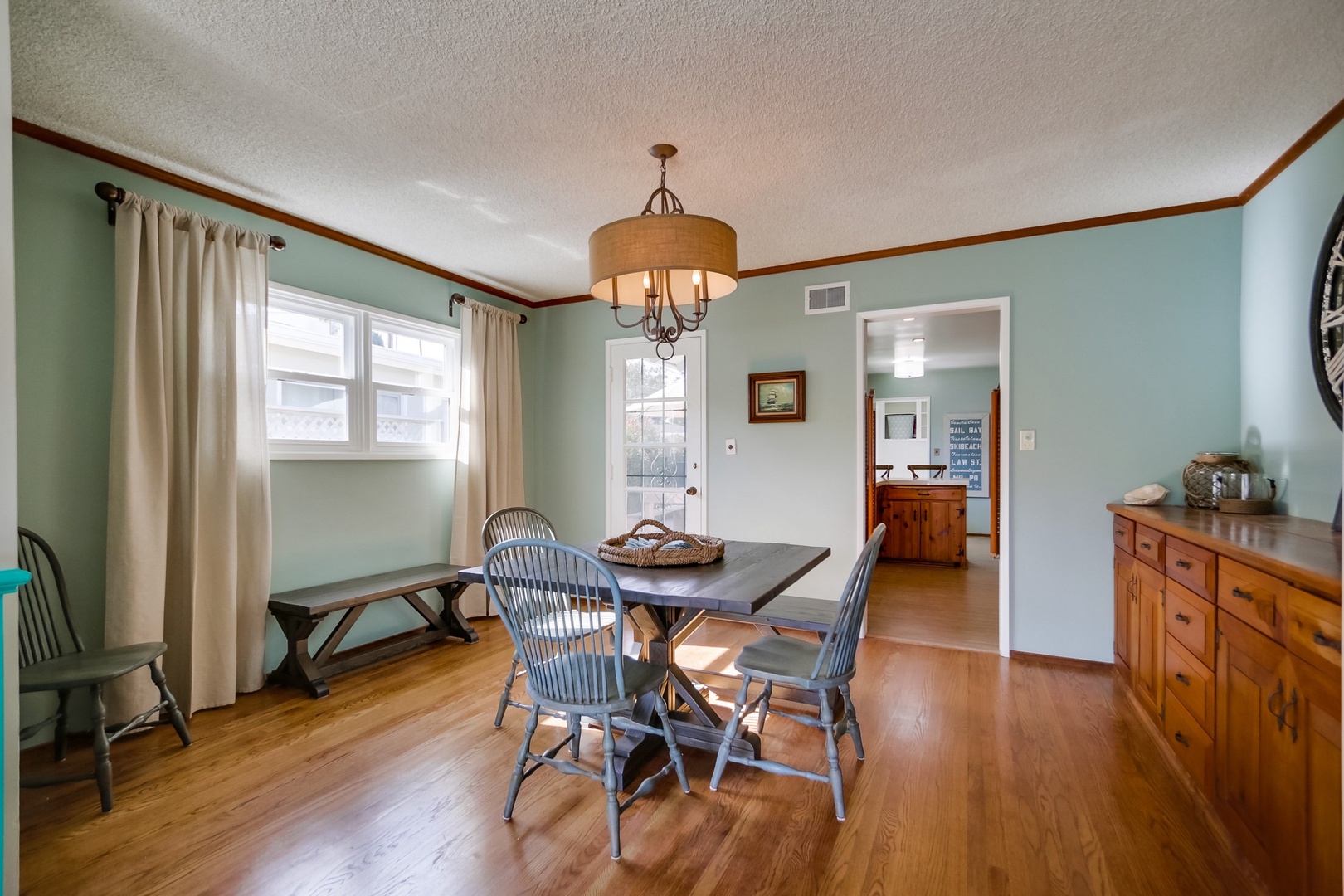 Dining room with extra bench seating