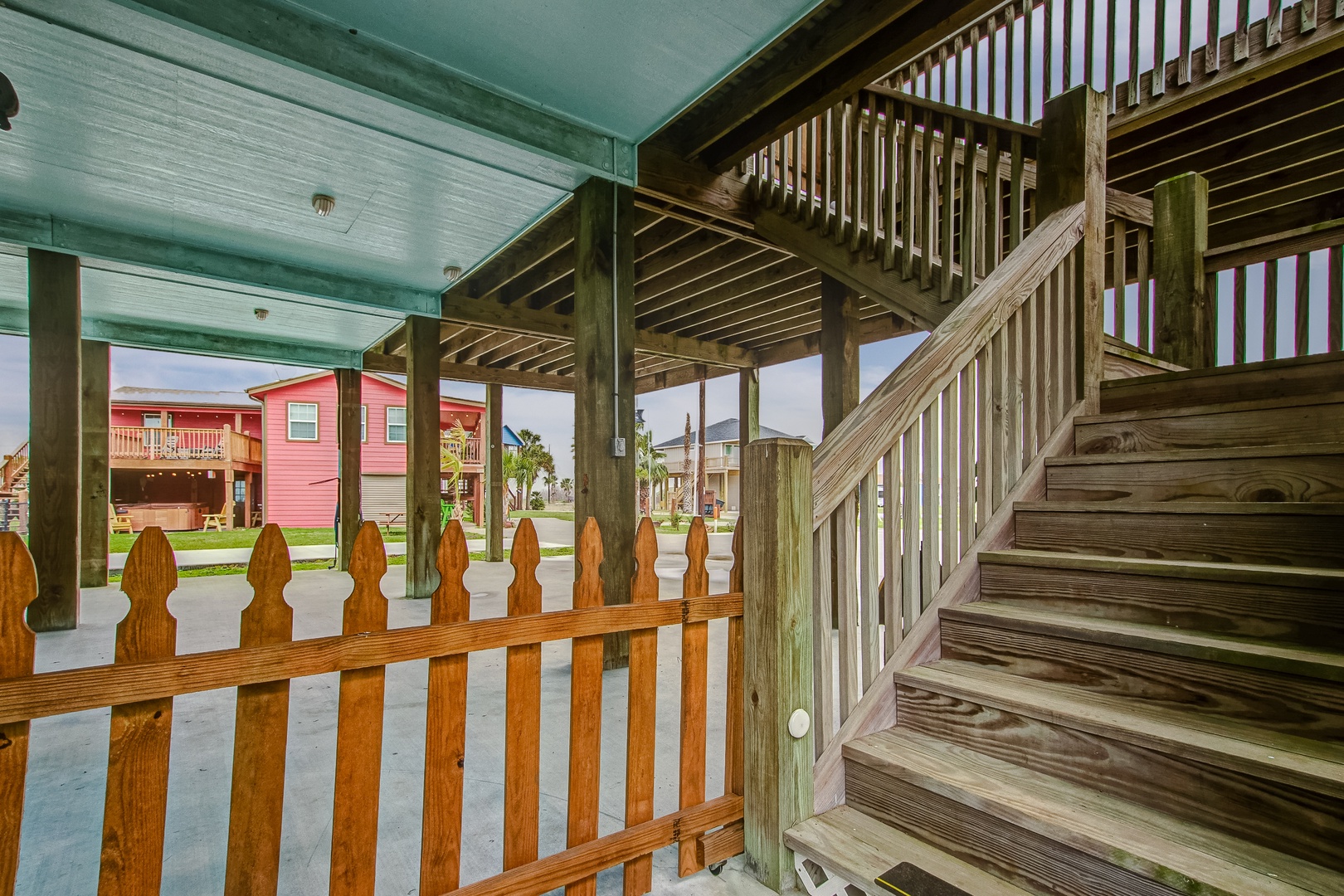 Fenced in stairs entrance