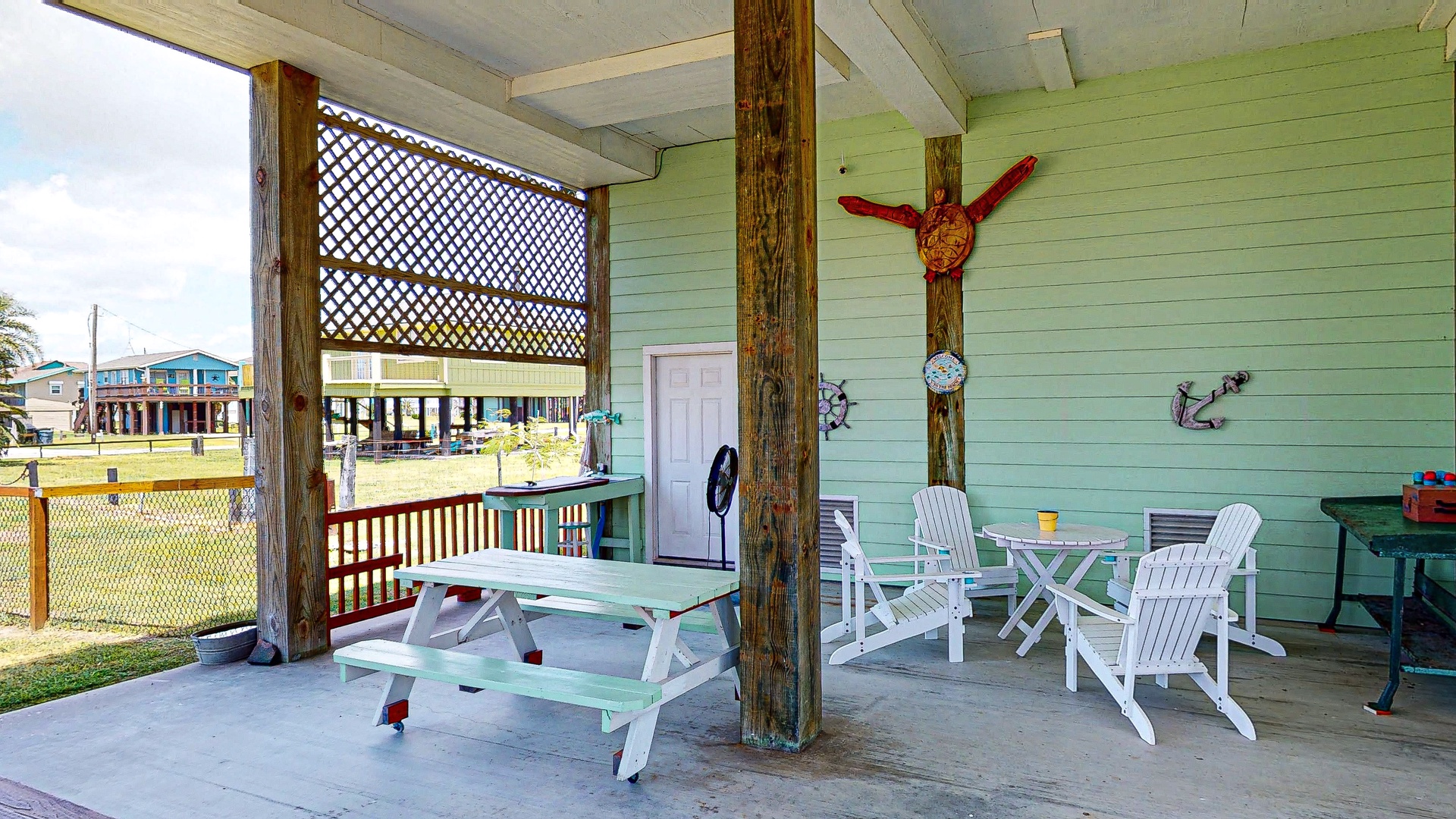 Fenced in entertaining area
