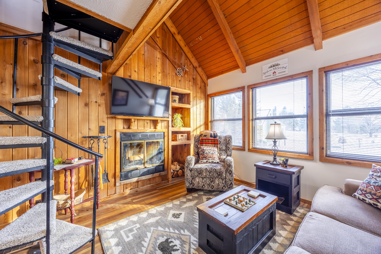 Living Room with wood fireplace