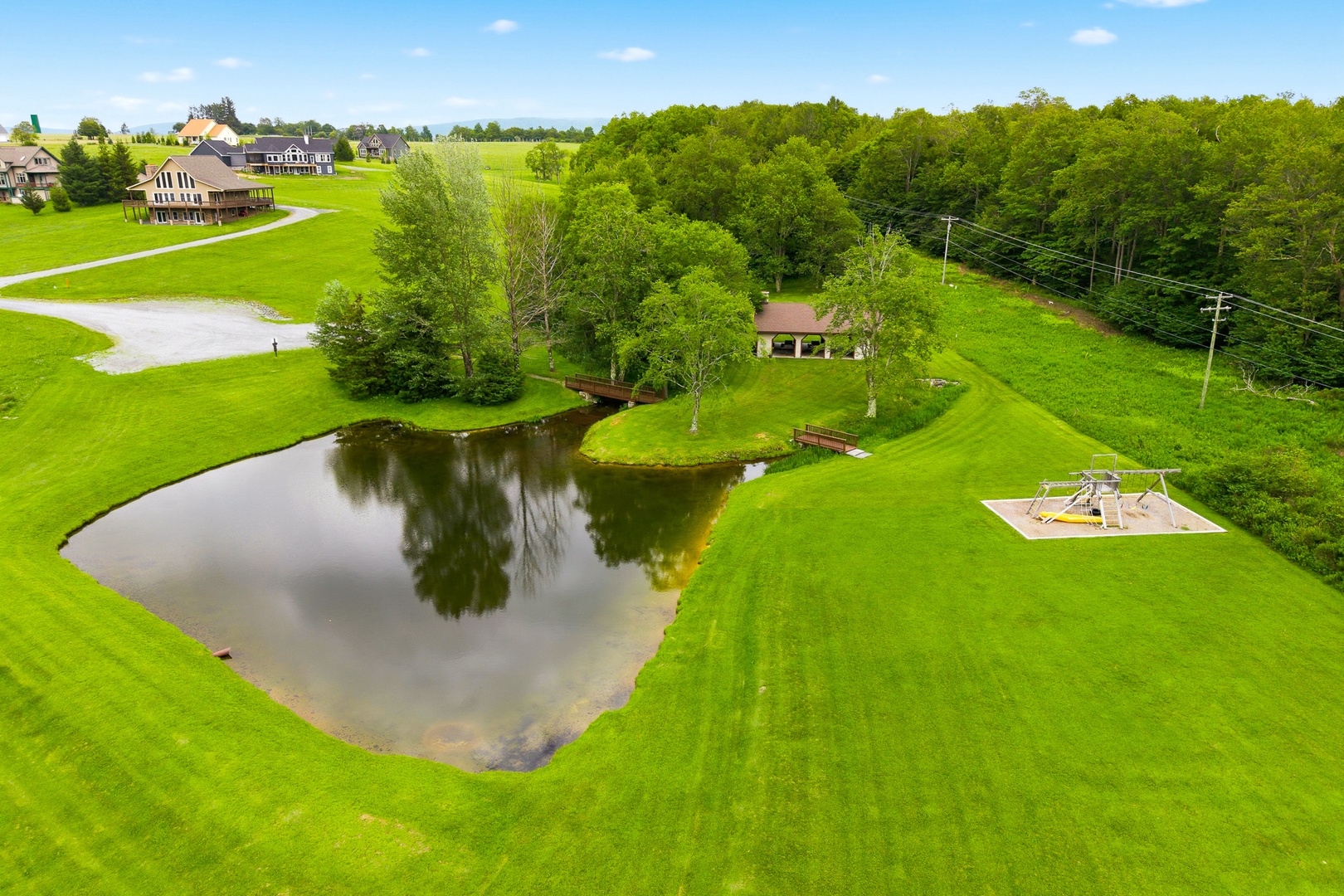 Pond with playground area