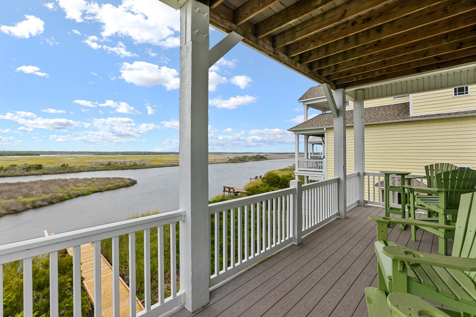 The covered balcony with sound views