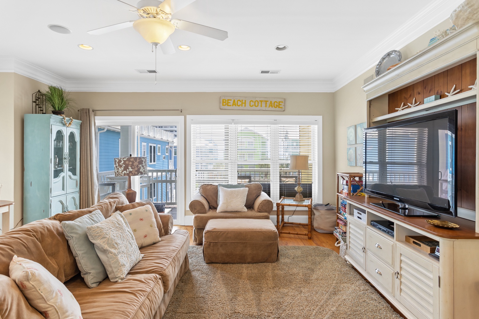 The living area with a Smart TV