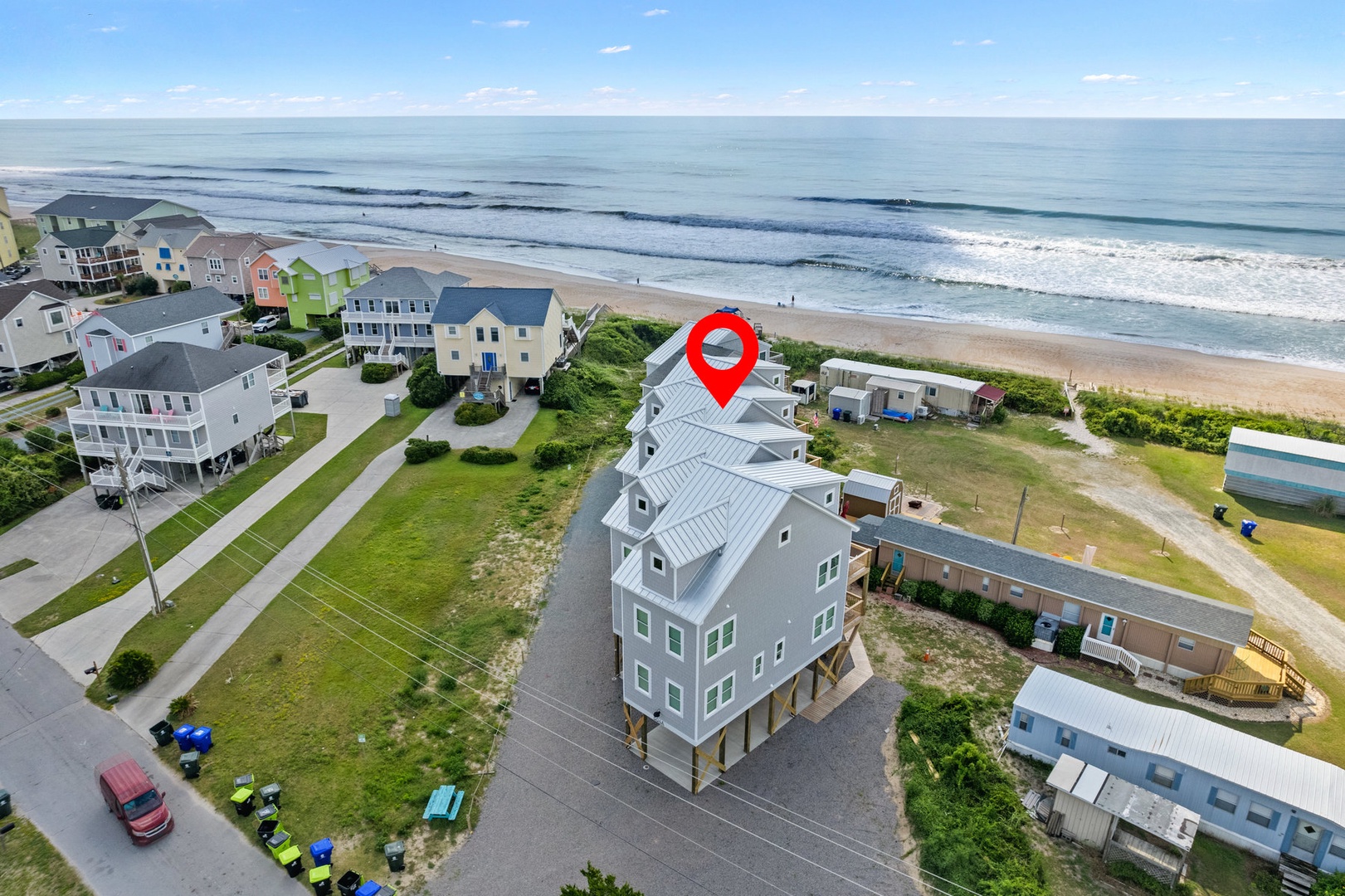 Aerial view of The Dunes B - just steps from the beach!
