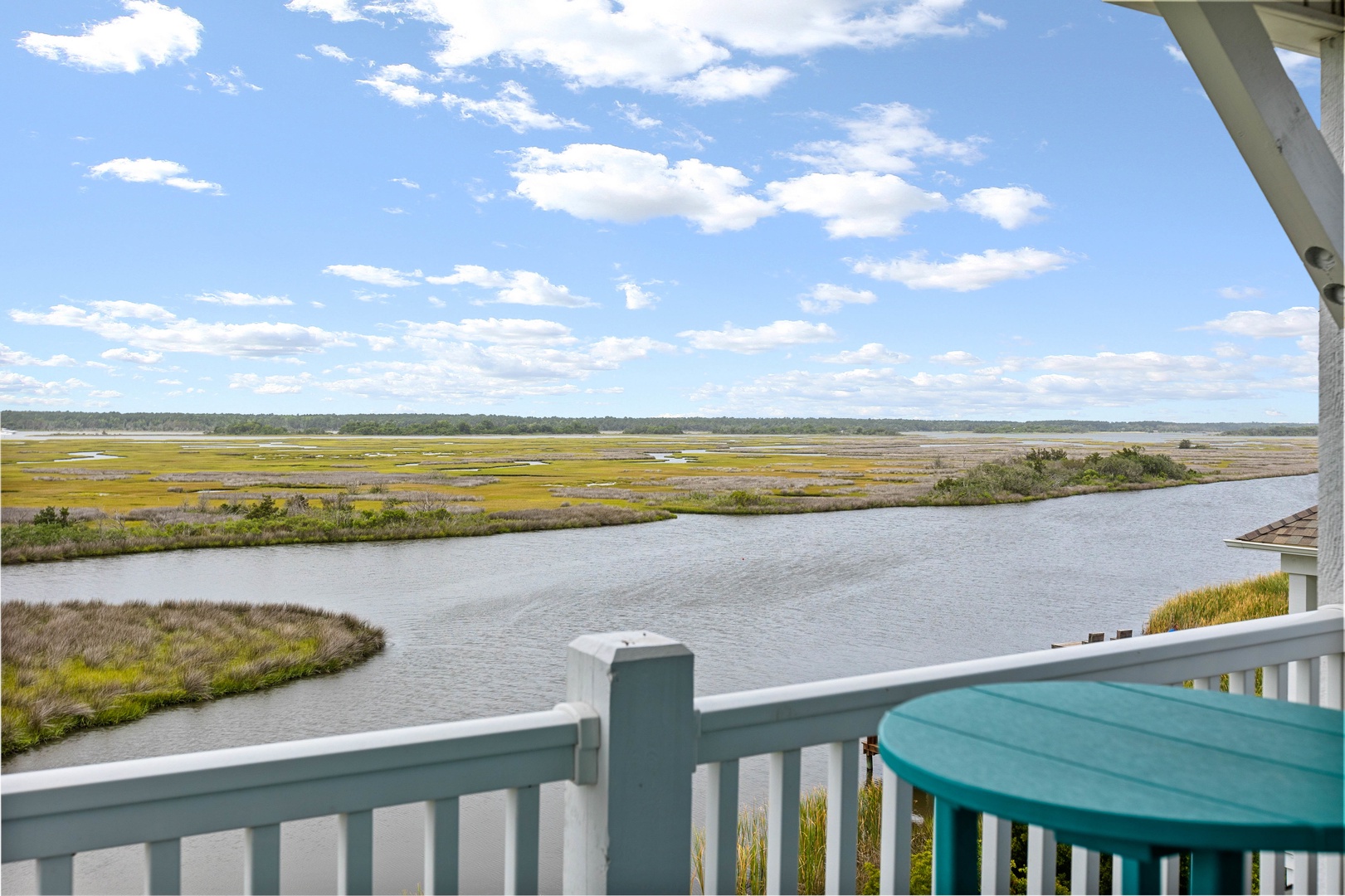 Sound views from the covered balcony off of Bedroom 1