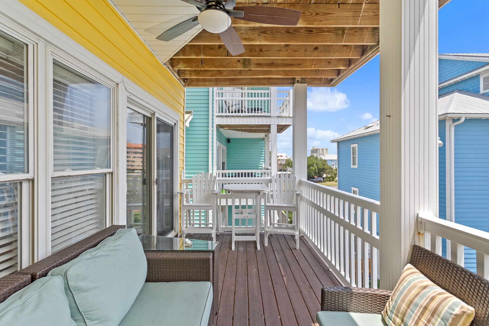 The private balcony with comfortable seating