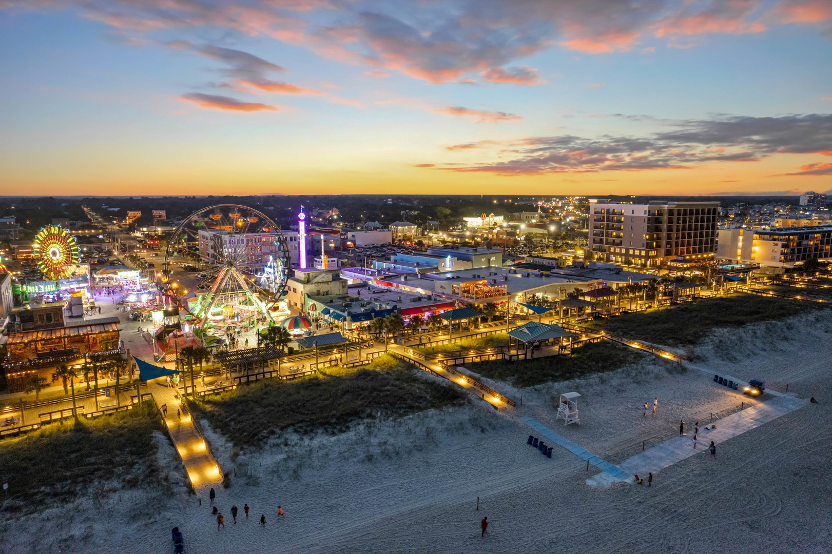 Aerial view of the Carolina Beach boardwalk