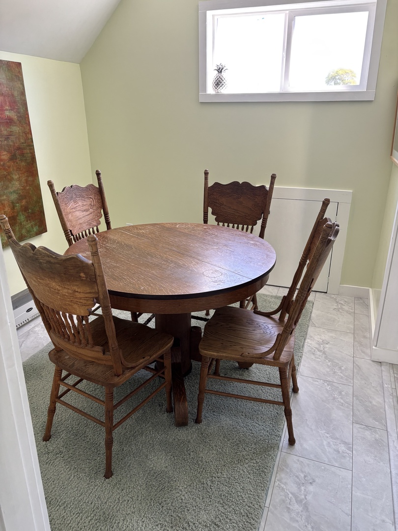 Upstairs table for games and puzzles