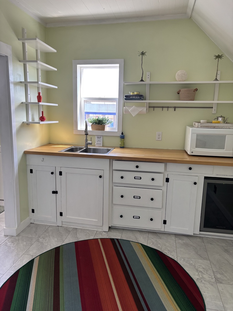 Upstairs kitchenette for game time