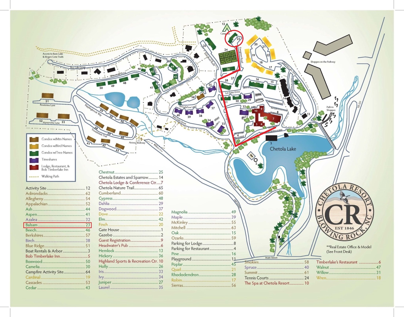Balsam resort map