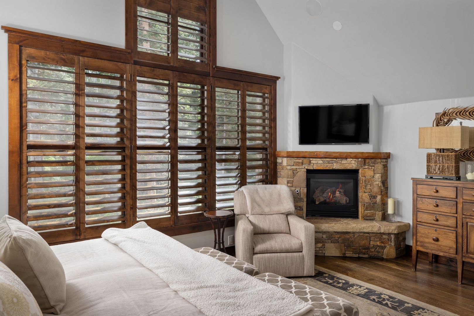 Primary Bedroom 1- privacy and vaulted ceilings