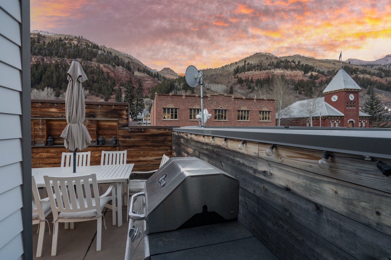 The north side deck with ample seating, BBQ, and access