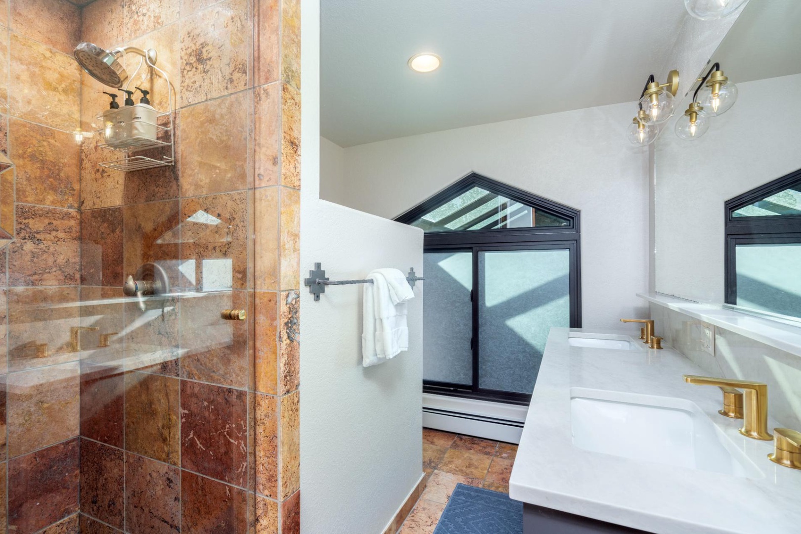 Guest Bathroom 2 - Shared adjacent bathroom with double vanity and walk-in shower