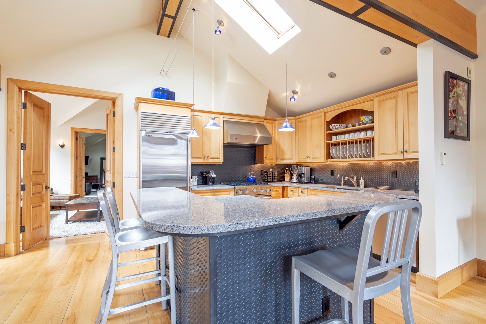 Sizable Kitchen island with bar seating