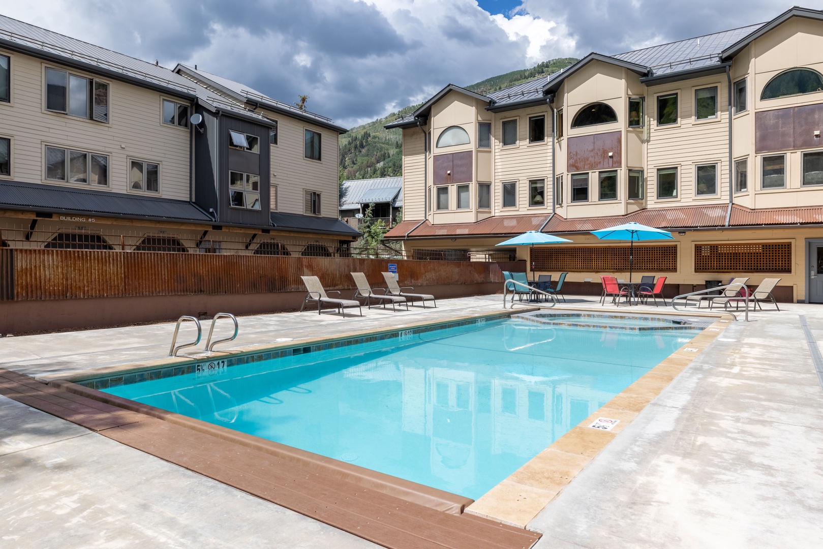 Lulu City's common pool and hot tub - open seasonally