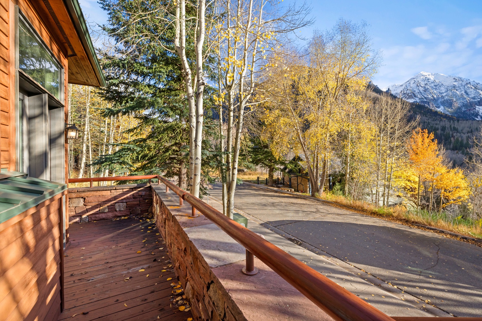 Walk out deck with the most amazing Bear Creek views