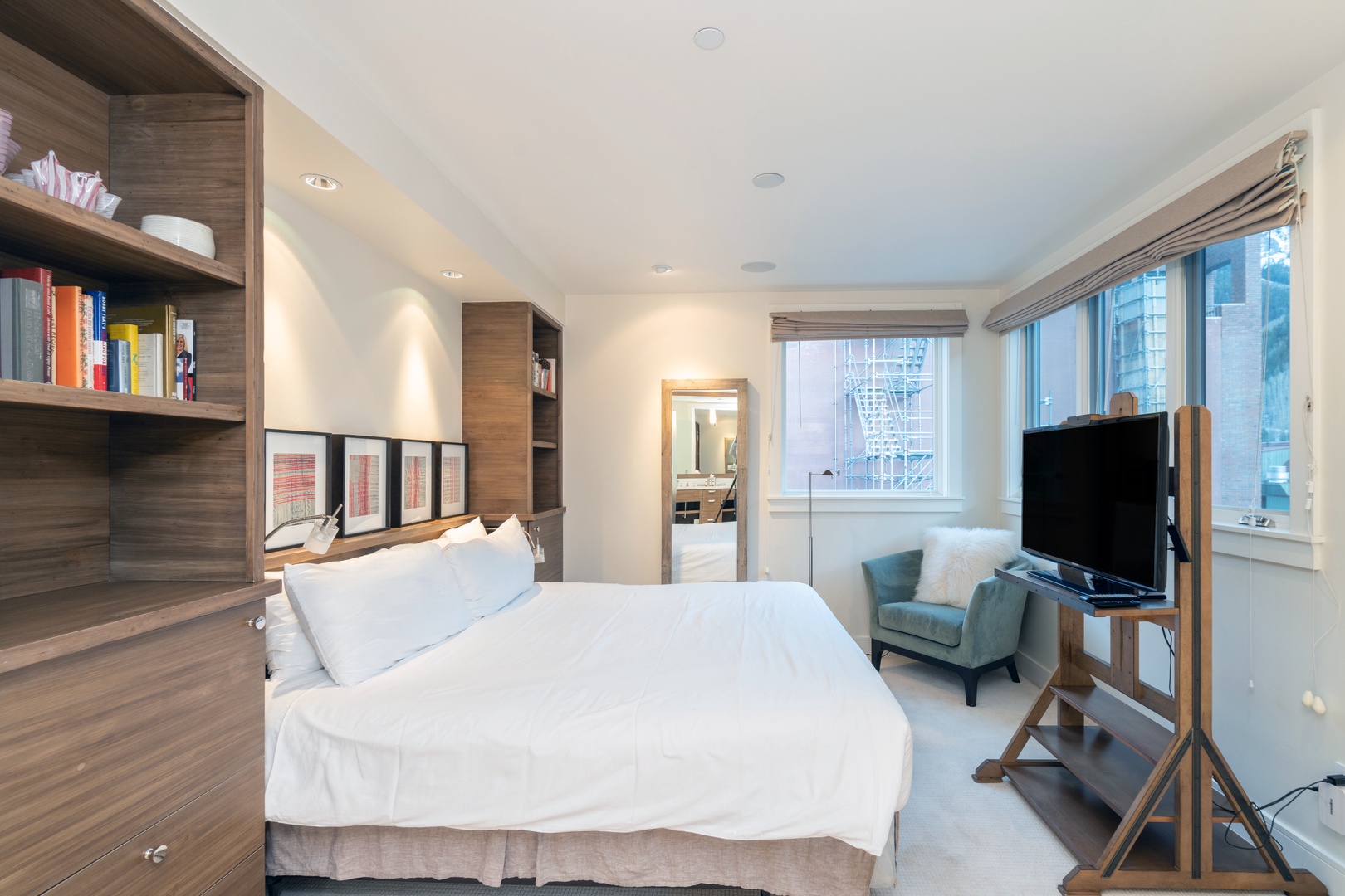 Primary bedroom with a king bed and south facing views