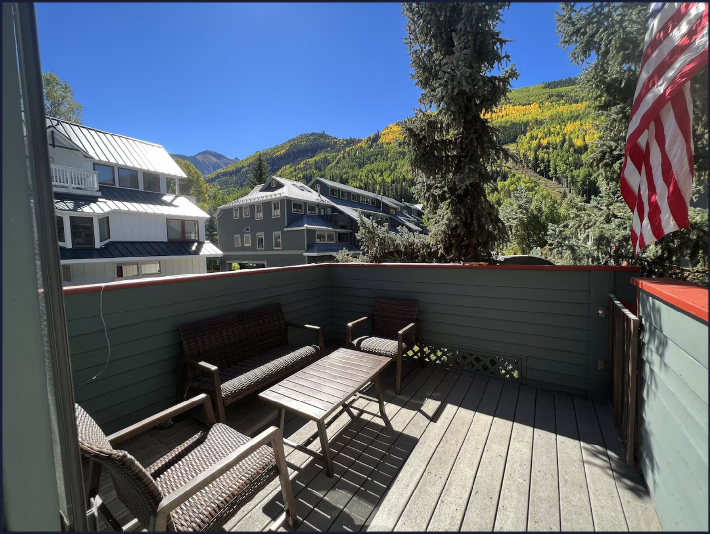 Private deck off of the living room