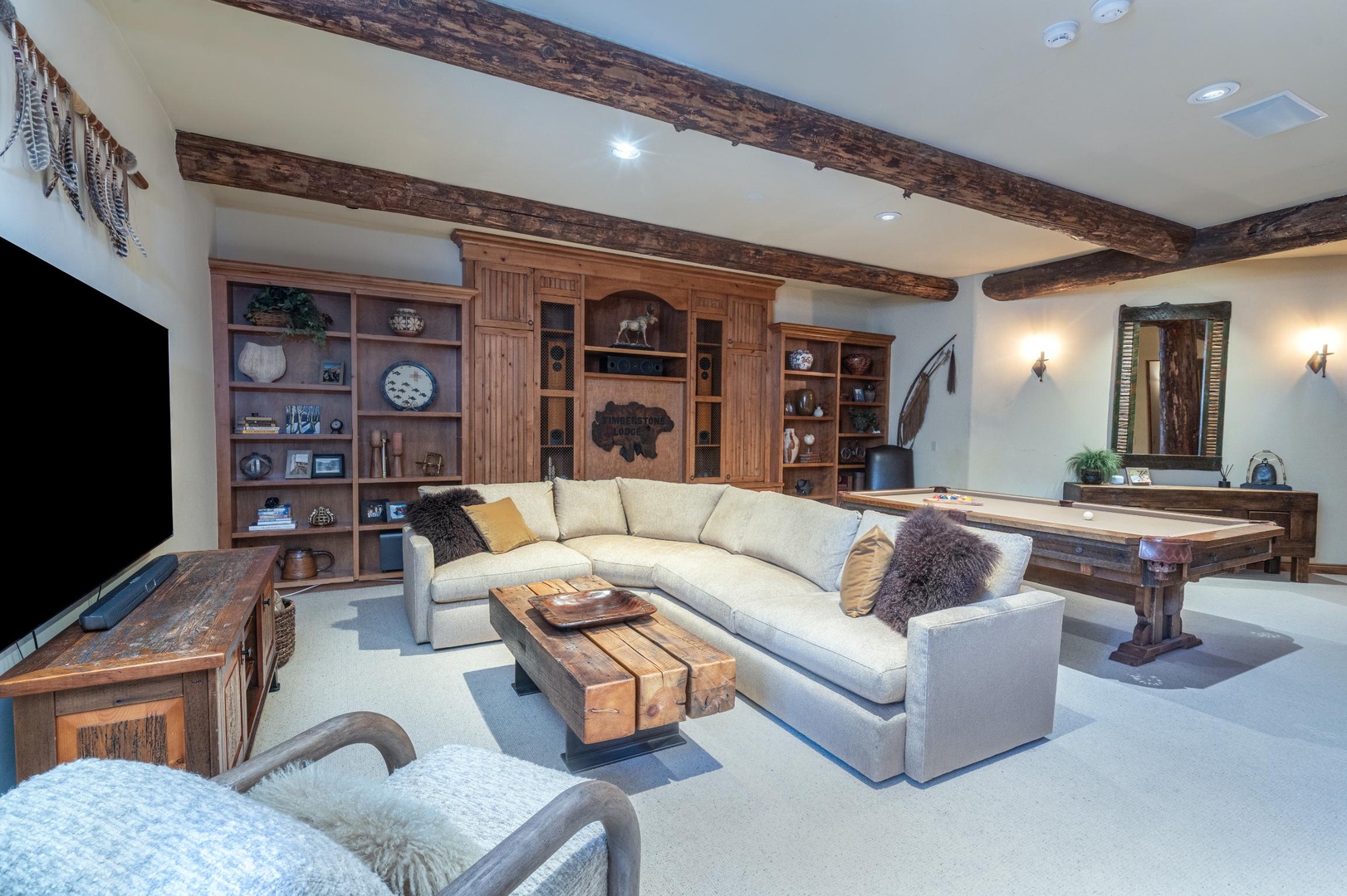 Game Room - Lower Level - Game room with pool table, wet bar and TV