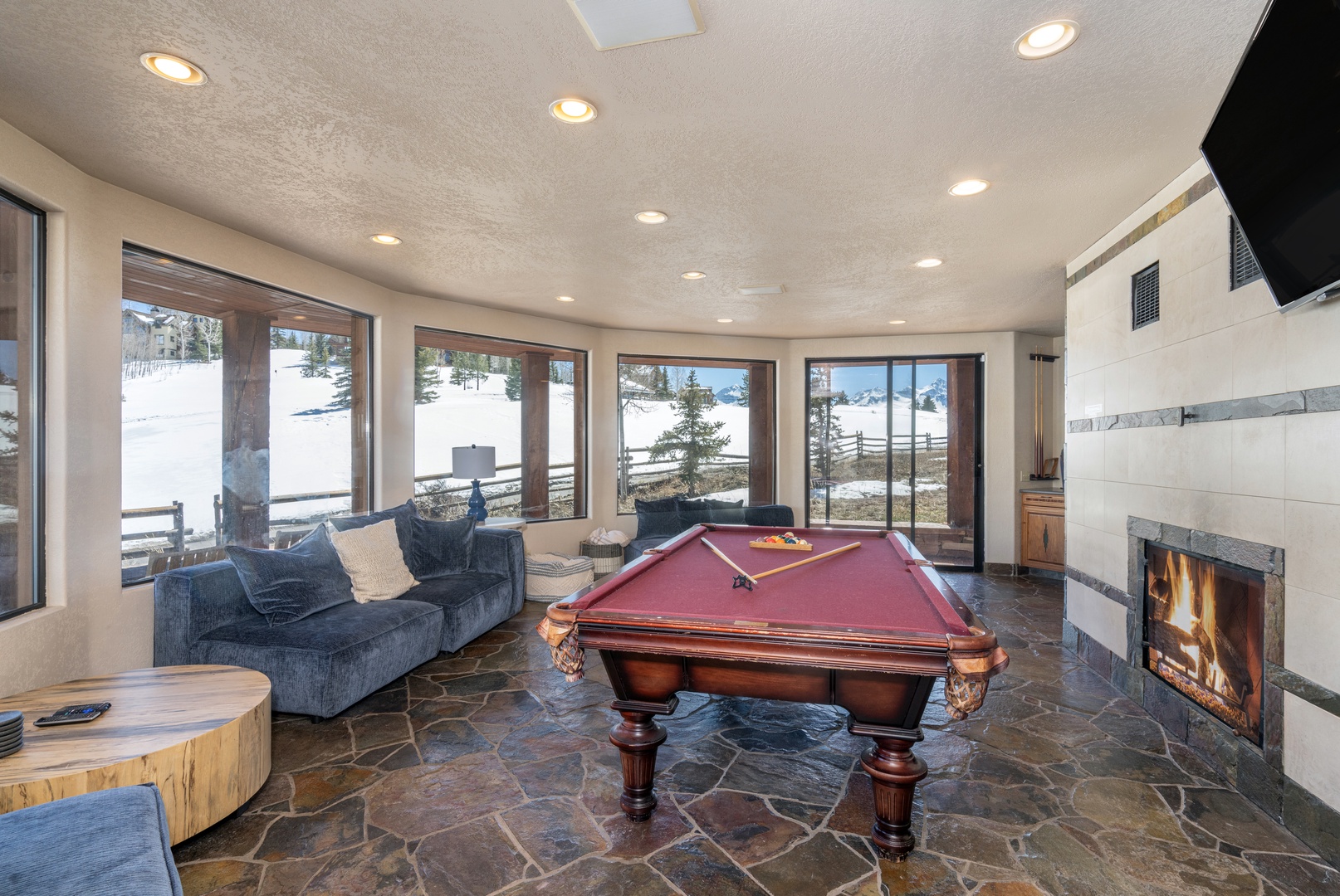 Pool table area on lower level