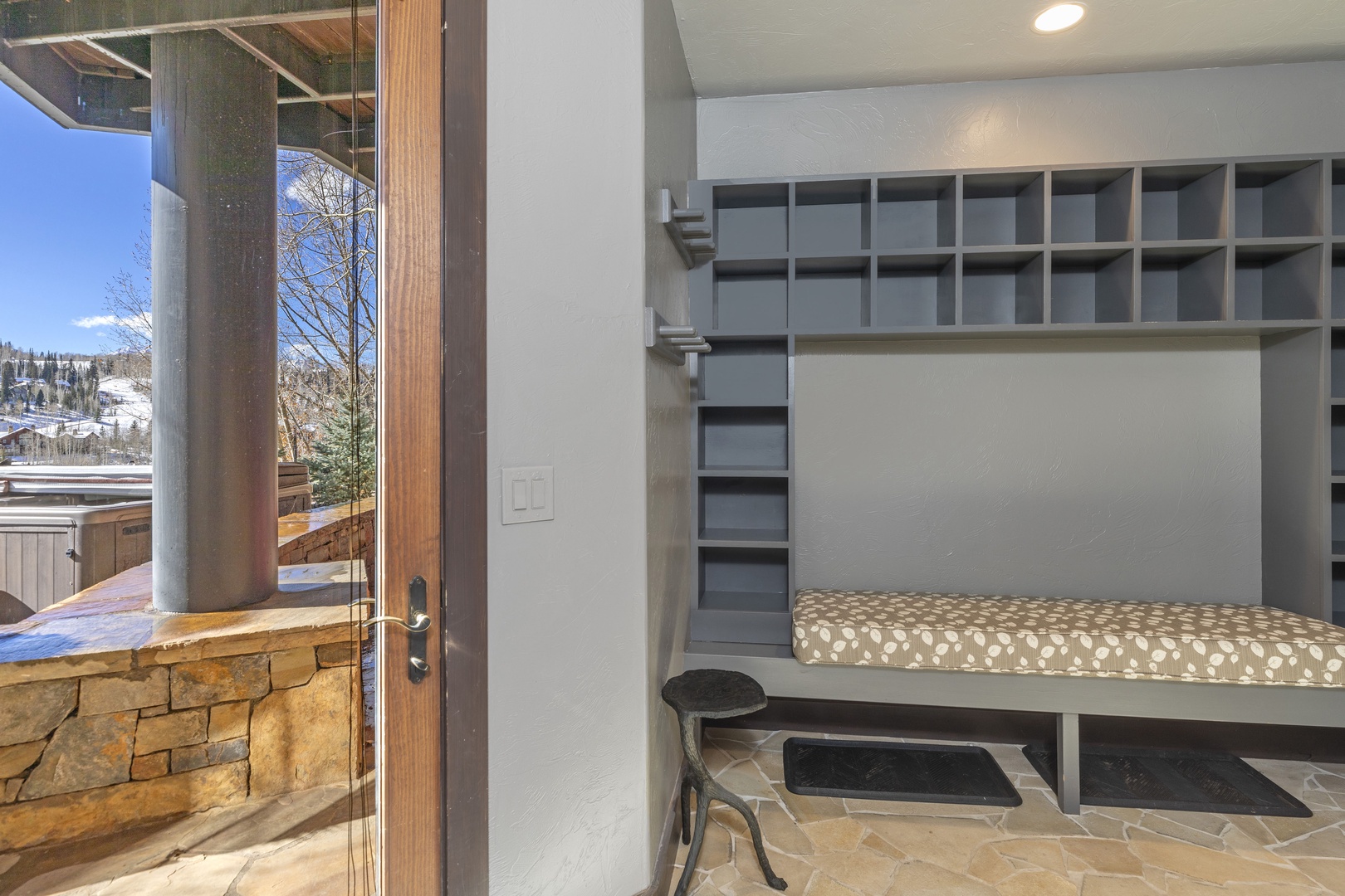 Lower level Ski Room and Hot tub access point