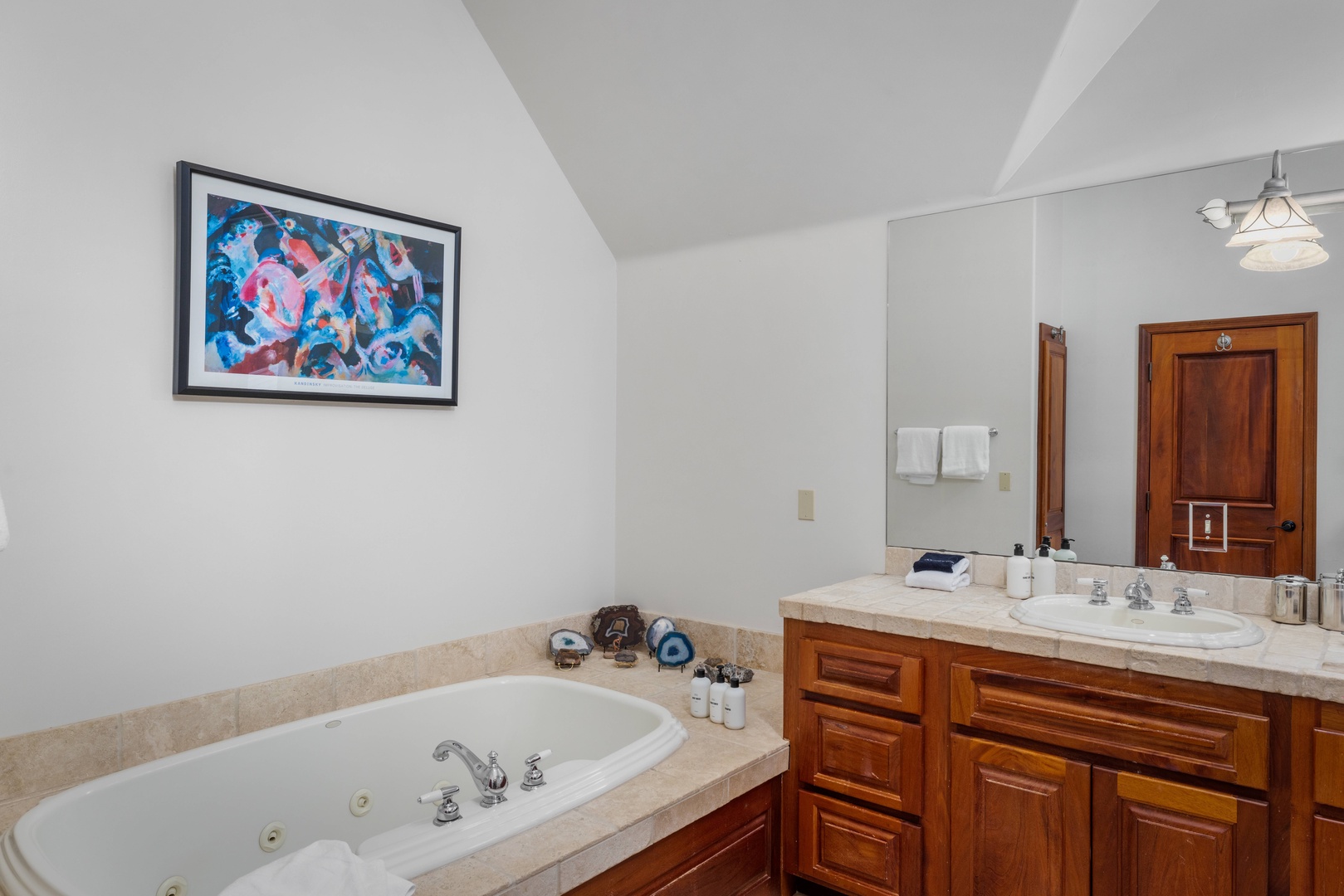 Primary bathroom - Steam shower, jetted tub and double vanity