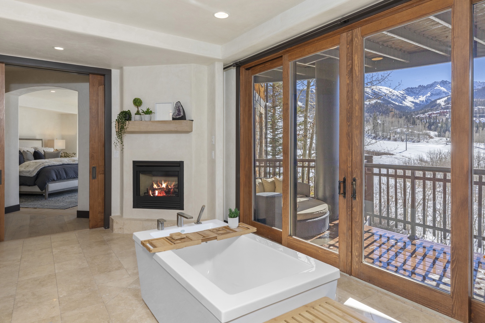 Primary Bathroom - Soaking tub and fireplace