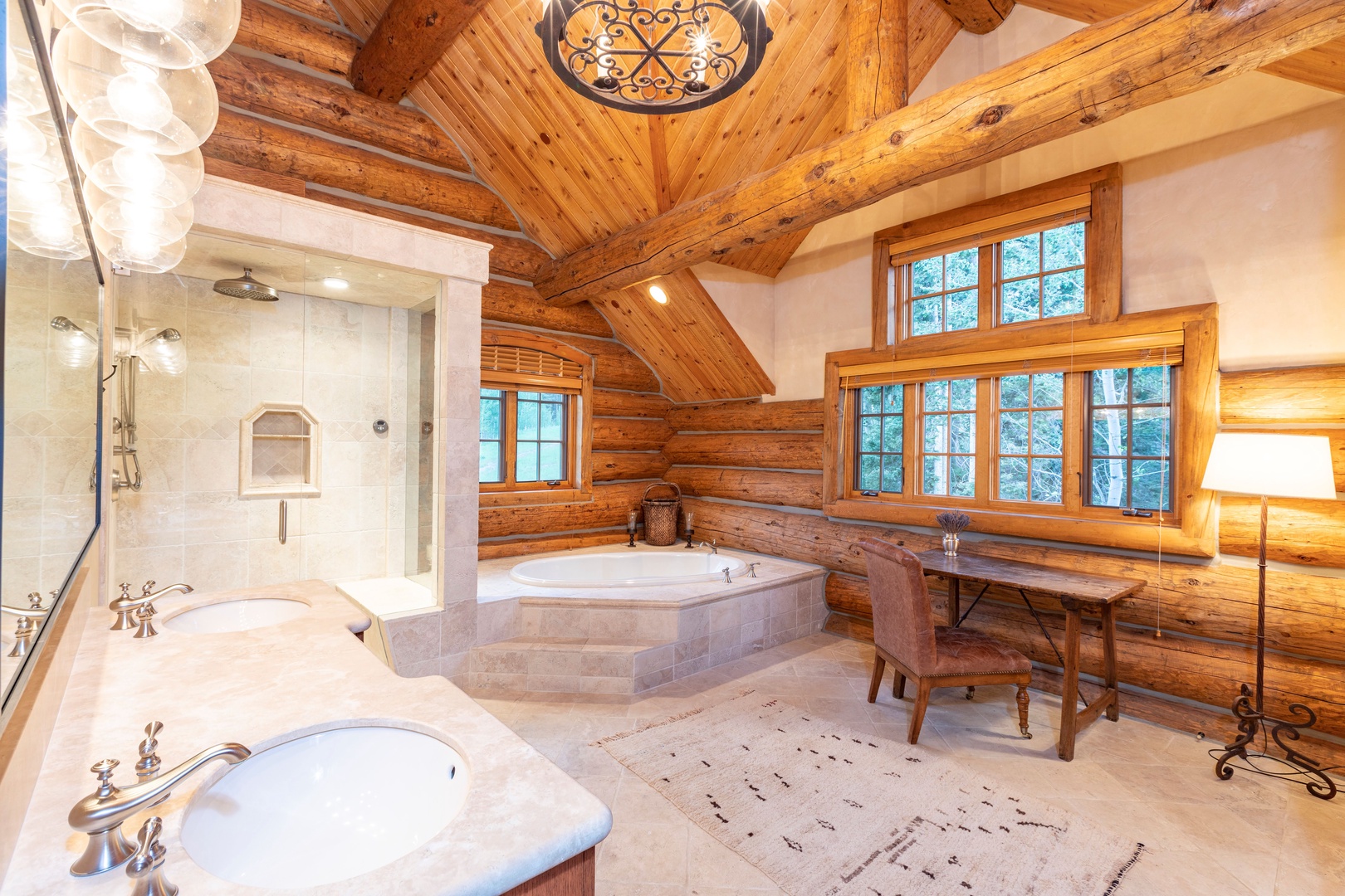 Bathroom 1 - Primary bath - with steam shower, jetted tub, dual vanity and ample room