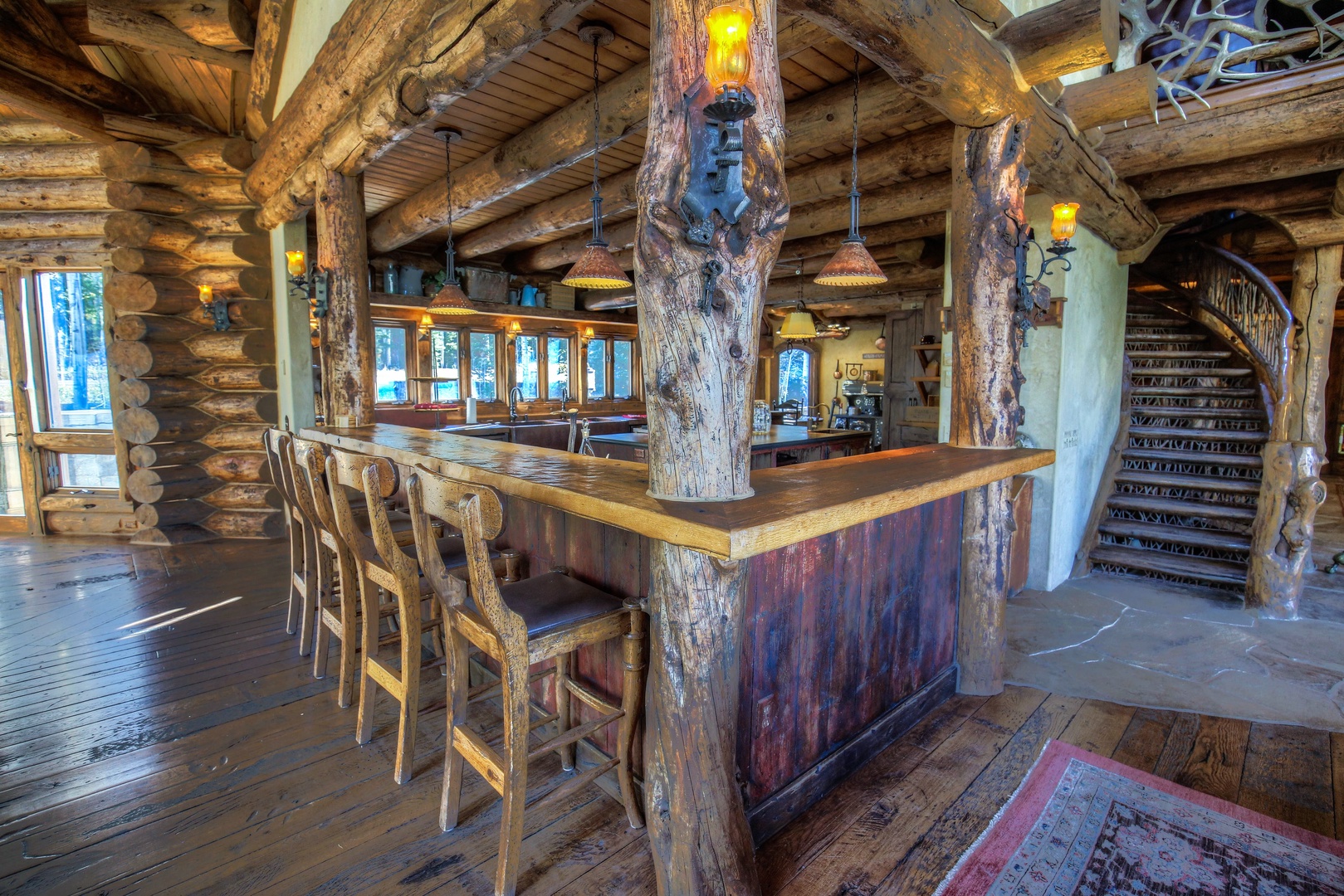 Main Lodge Kitchen Bar Area for 5