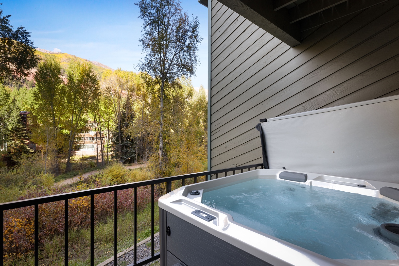 A brand new private hot tub - the only private hot tub in the entire complex