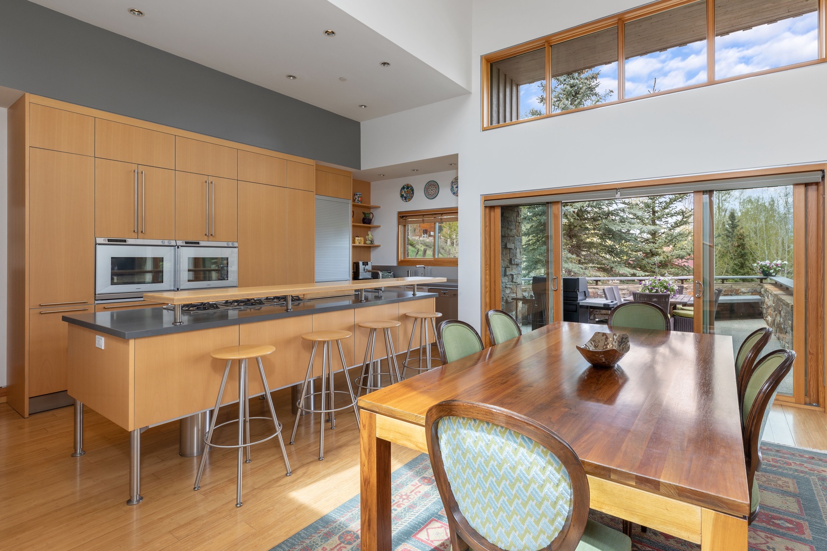 Chef kitchen with open concept to dining area